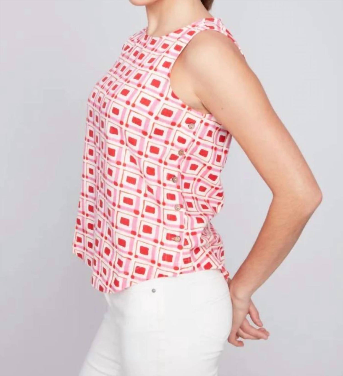 Charlie B - Side Buttons Sleeveless Top