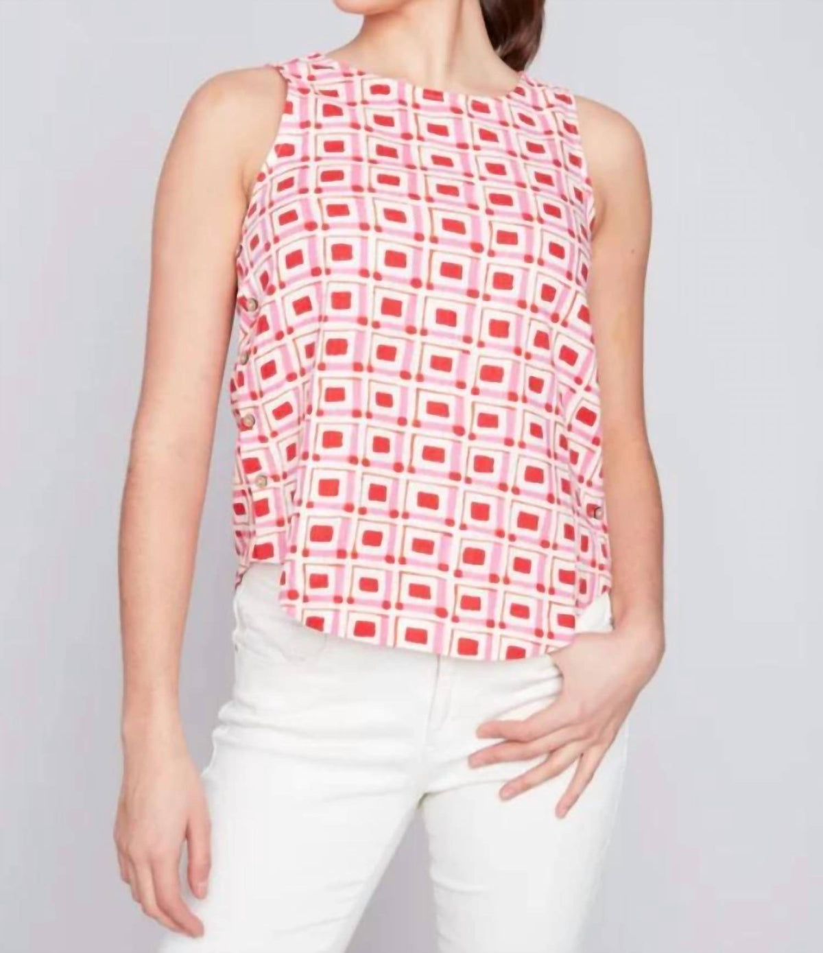 Charlie B - Side Buttons Sleeveless Top