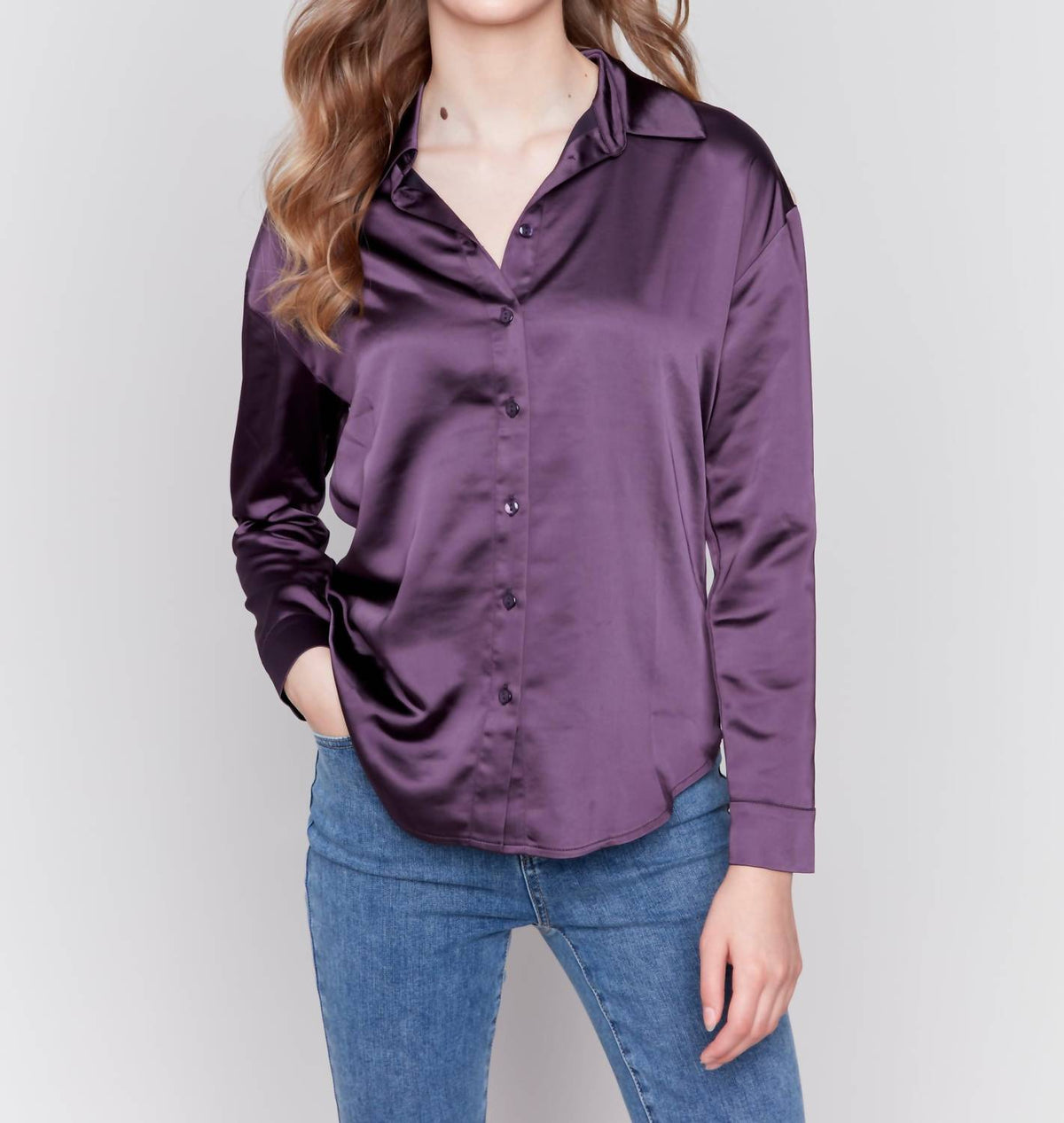 Charlie B - Solid Gutsy Satin Button-Down Shirt
