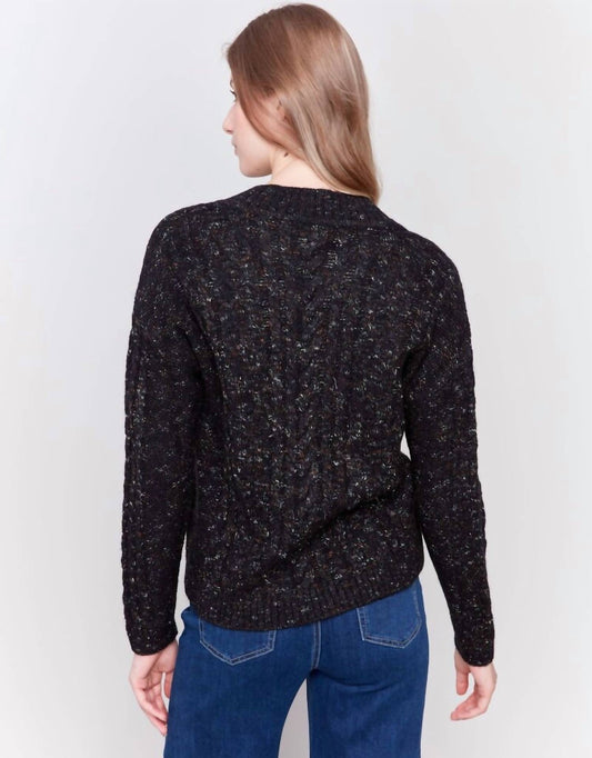 Charlie B - Speckle Knit Sweater - black - clothing - polyester
