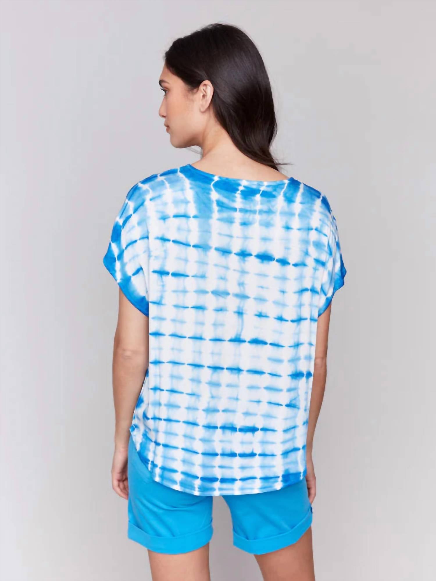 Charlie B - Tie Dye Dolman Top - blouses - blue - clothing