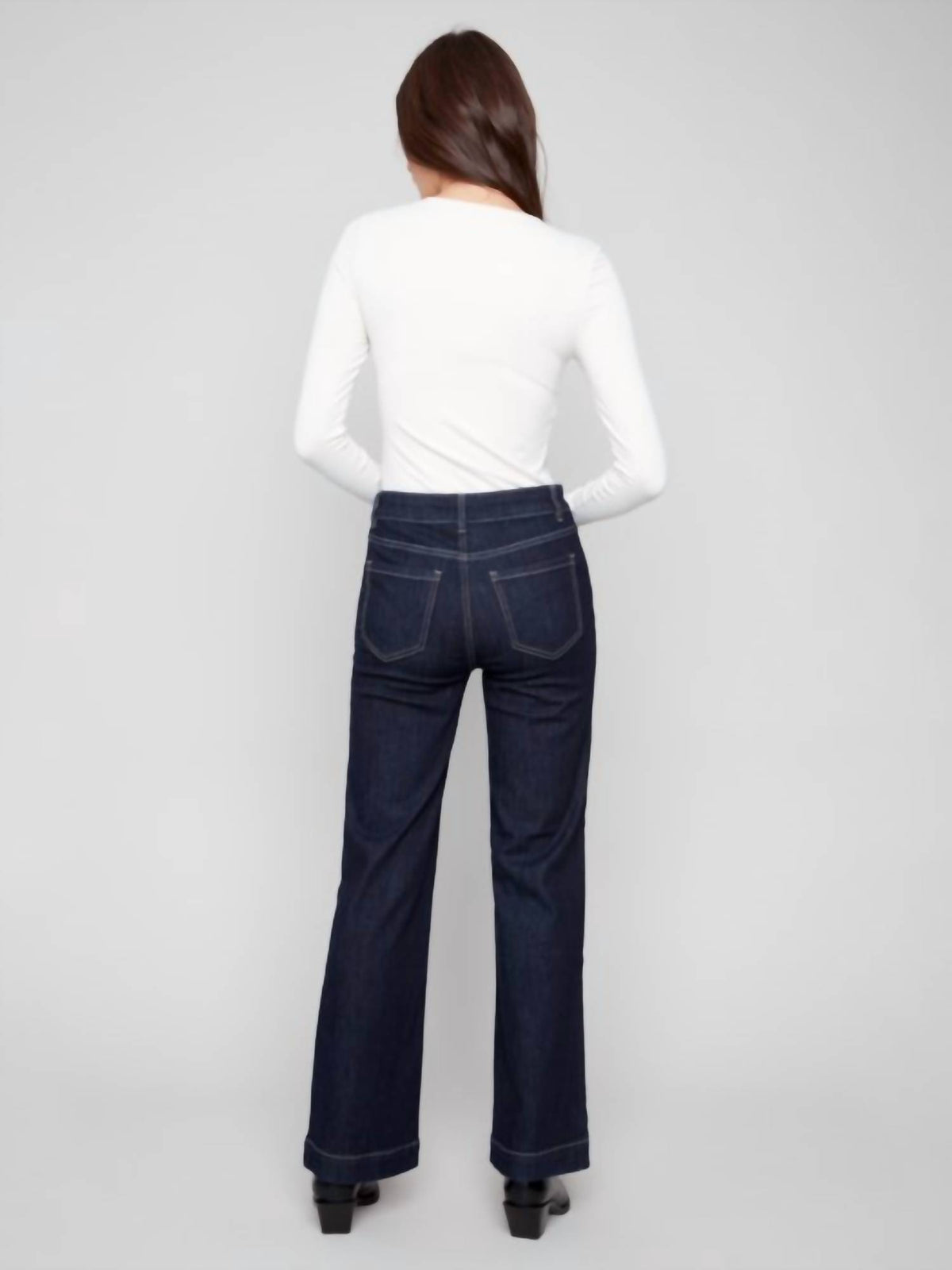 Charlie B - Wide Leg Embellished Button Jeans