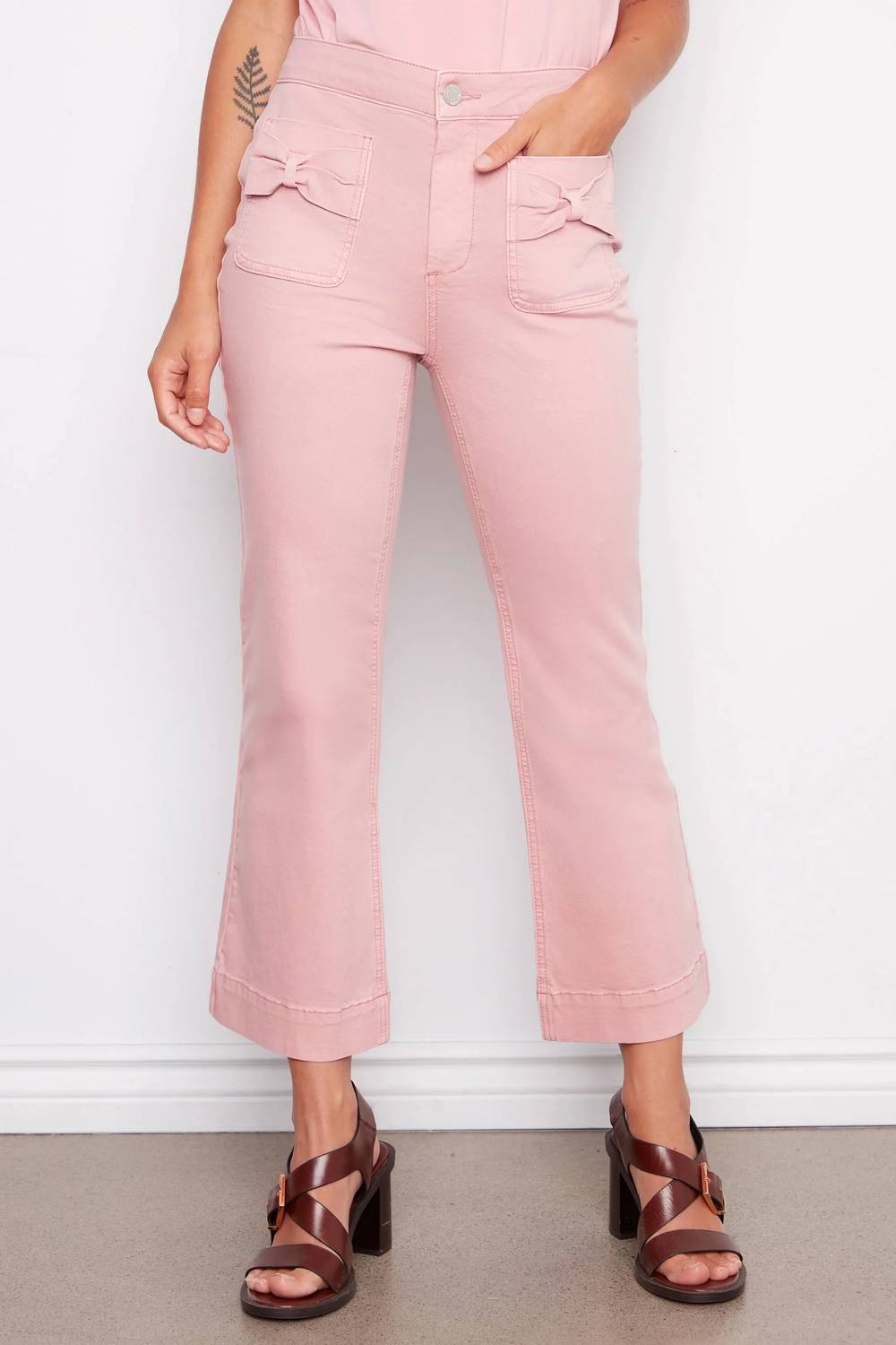 Charlie B - Women's Bow Patch Pockets Pants