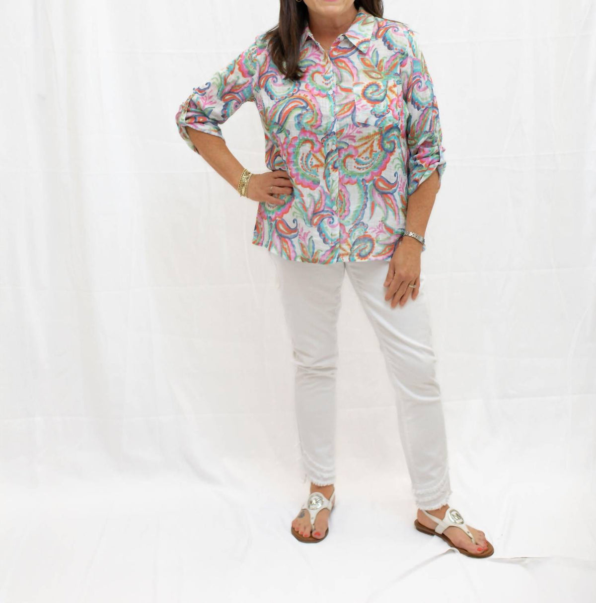 Charlie B - Women's Gauze Printed Top