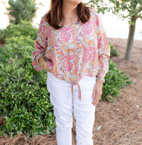 Charlie B - Women's Paisley Printed Long Sleeve Top