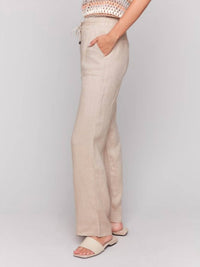 Charlie B - Women's Pull - on Linen Blend Wide Leg Pants - beige - clothing - linen - blend