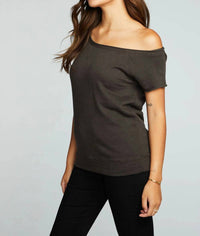 Chaser - Off The Shoulder Raglan Cap Sleeve Pullover Top