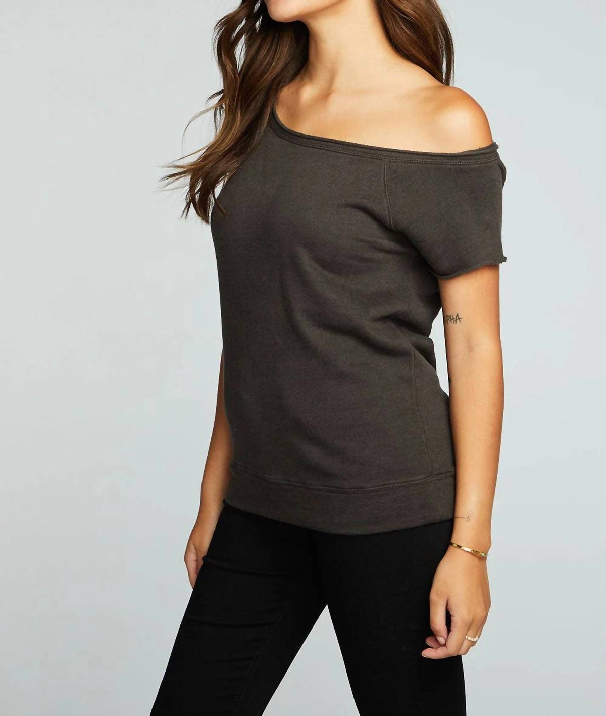 Chaser - Off The Shoulder Raglan Cap Sleeve Pullover Top