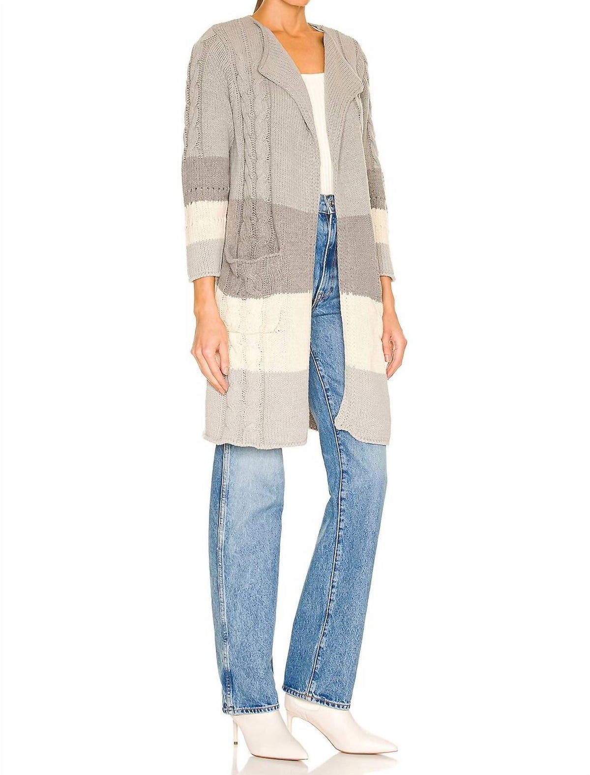 Chaser - Open Front Duster Sweater With Pockets