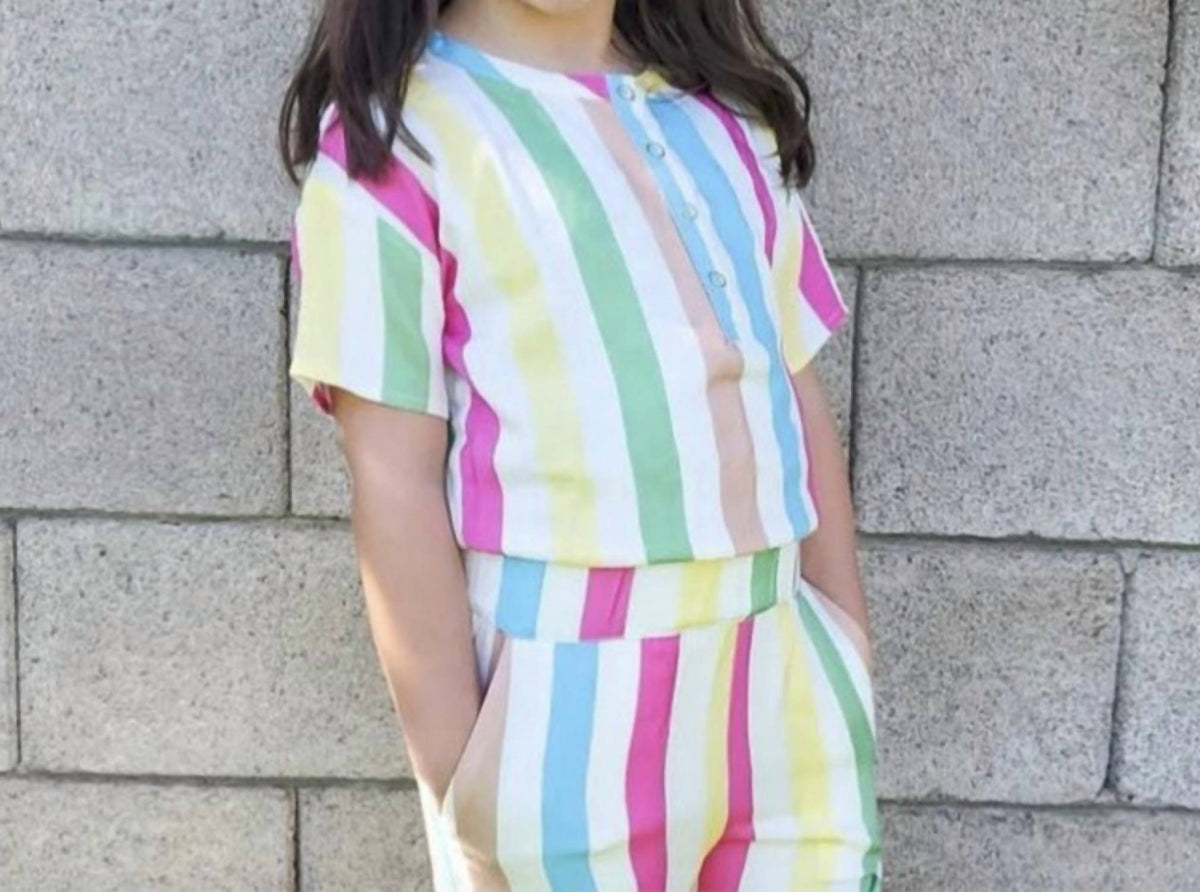 Chaser - Stripe Short Sleeve Jumpsuit
