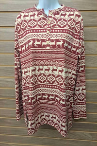 Cherish - Women's Reindeer Long Sleeve Button Top