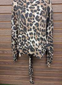 Cherish - Women's Self Tie Back Leopard Long Sleeve