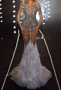 Chic & Holland - Crystal Ornate Strapless Mermaid Gown - clothing - dresses - patterned
