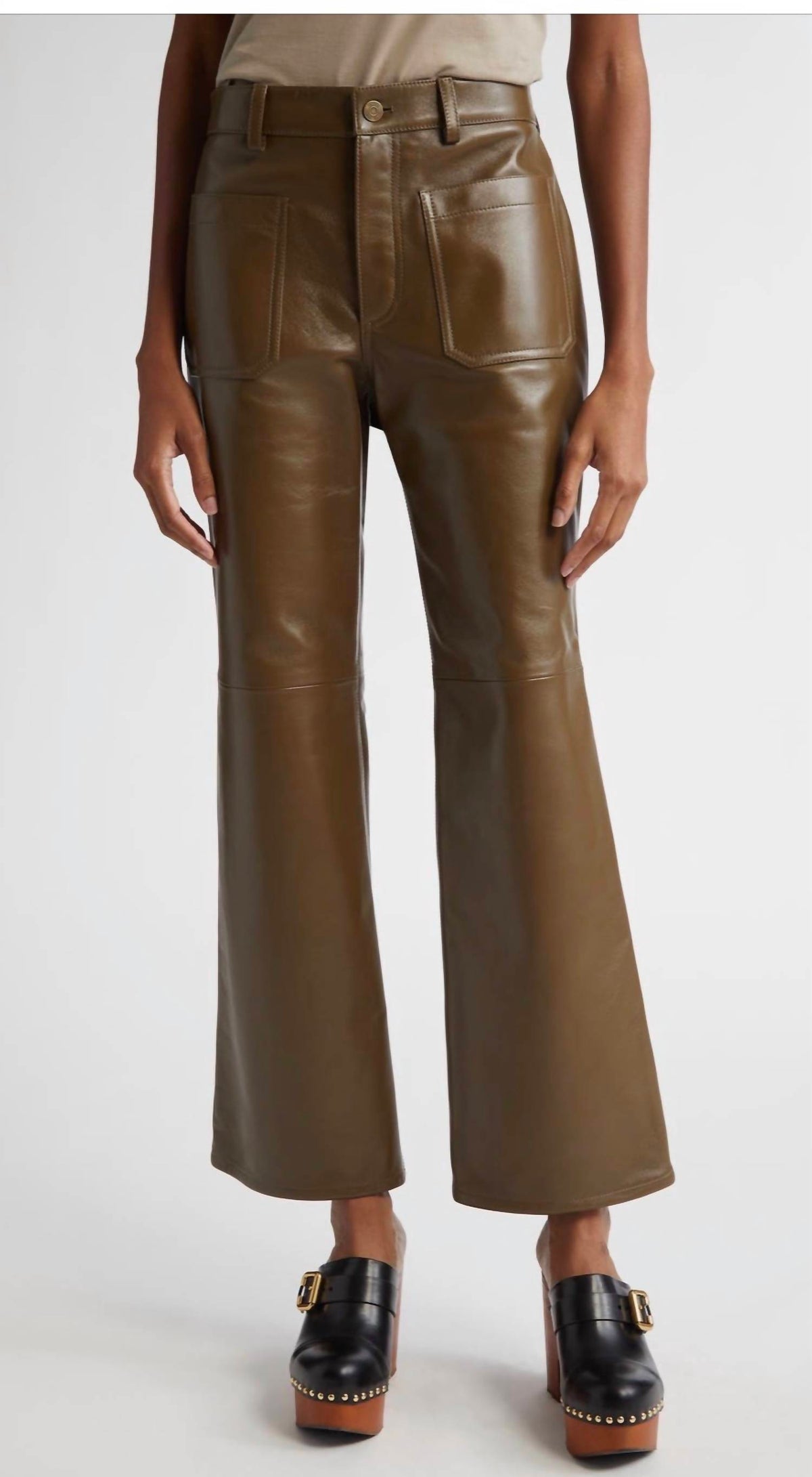 Chloe - Ankle Bootcut Leather Pants