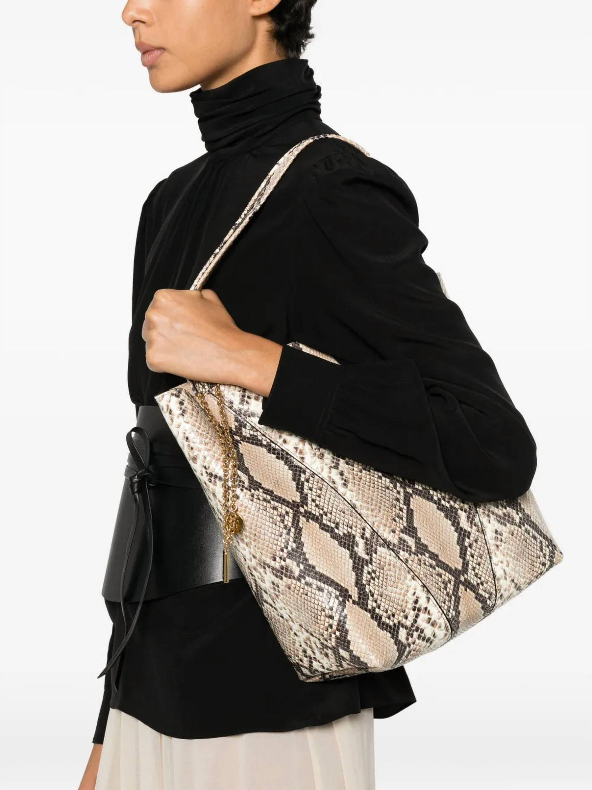 Chloe - Women's Python Effect Spin Tote Bag
