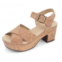 Chocolat Blu - Women's Gino Wedge Sandal - beige - heels - leather