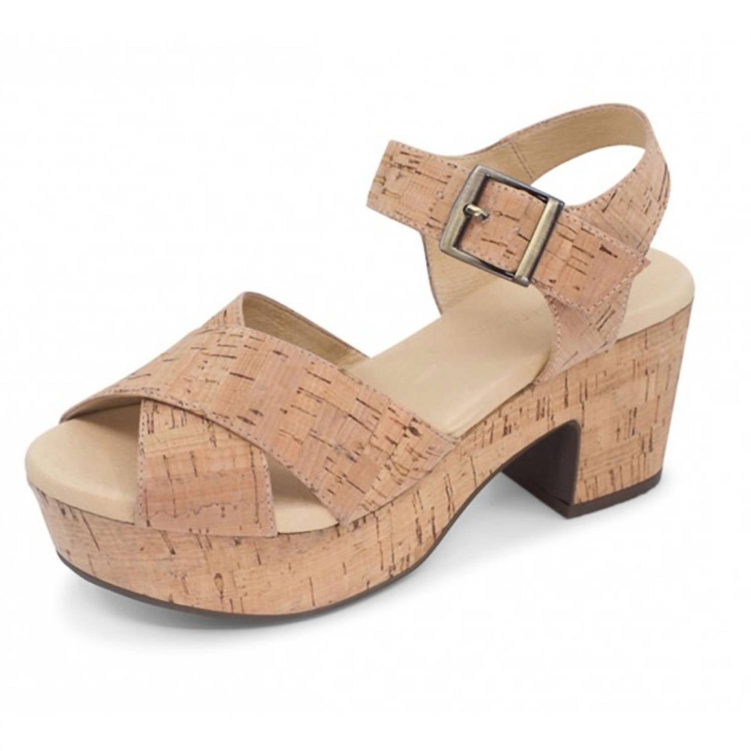 Chocolat Blu - Women's Gino Wedge Sandal - beige - heels - leather