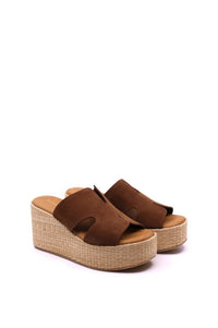 Chocolat Blu - Women's Jamie Raffia Slides - brown - shoes - suede