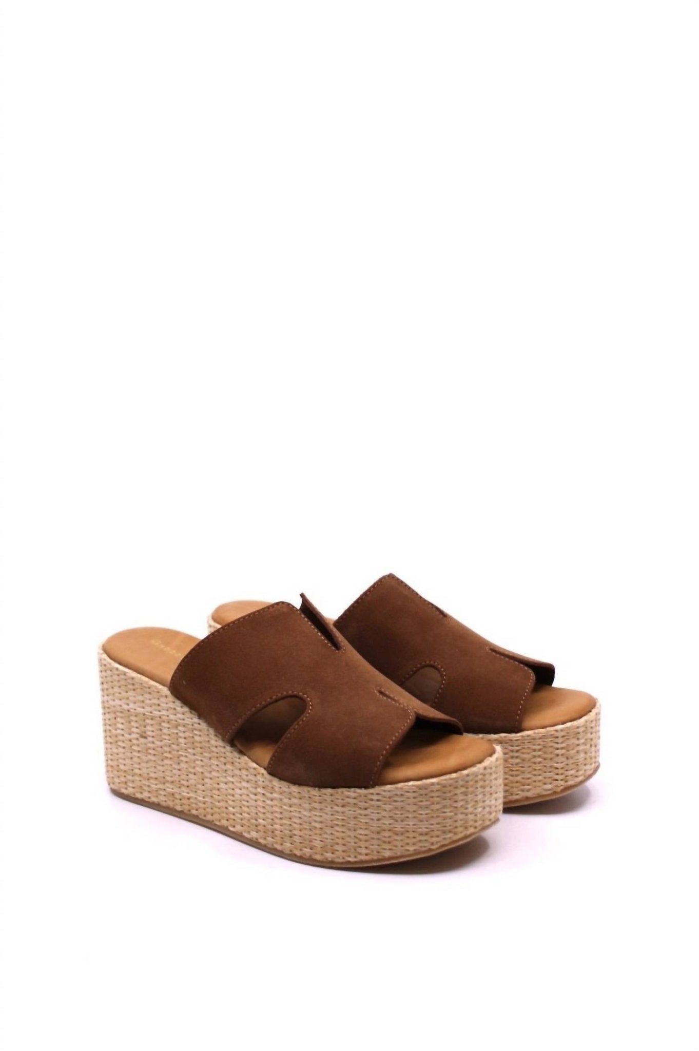 Chocolat Blu - Women's Jamie Raffia Slides - brown - shoes - suede