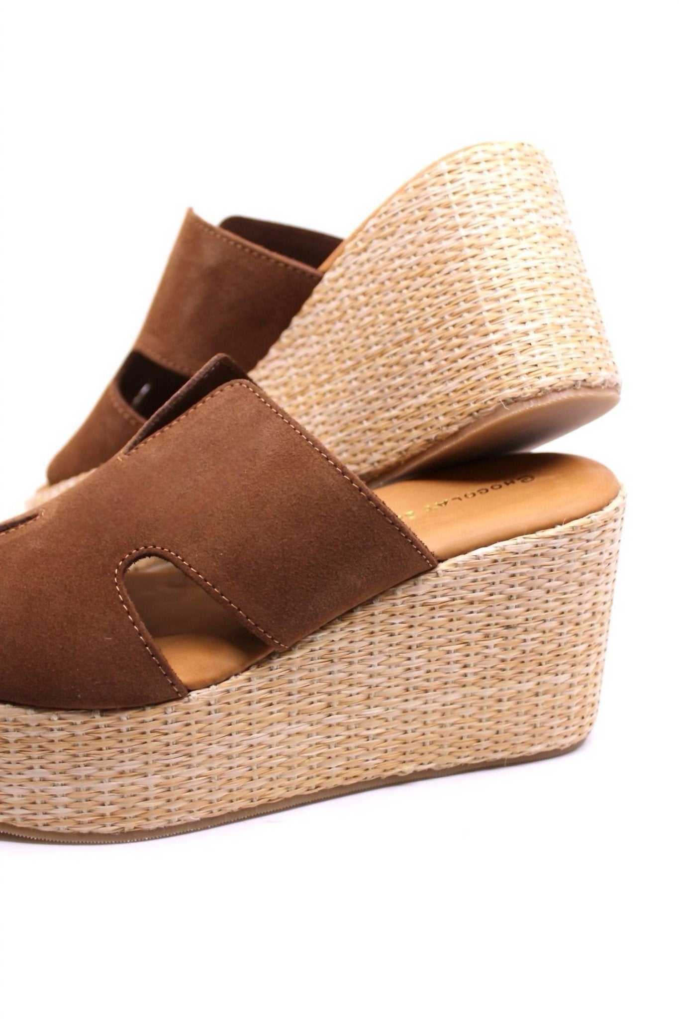 Chocolat Blu - Women's Jamie Raffia Slides - brown - shoes - suede