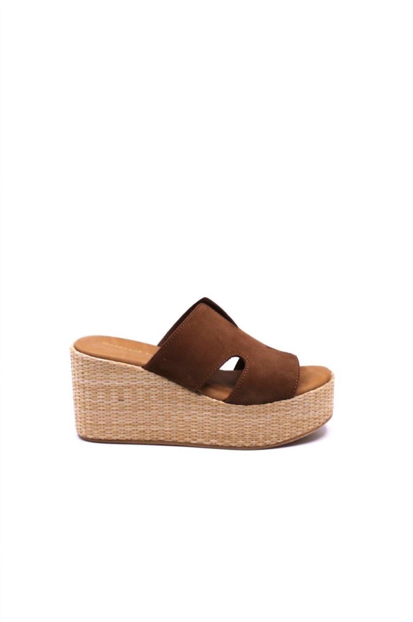 Chocolat Blu - Women's Jamie Raffia Slides - brown - shoes - suede