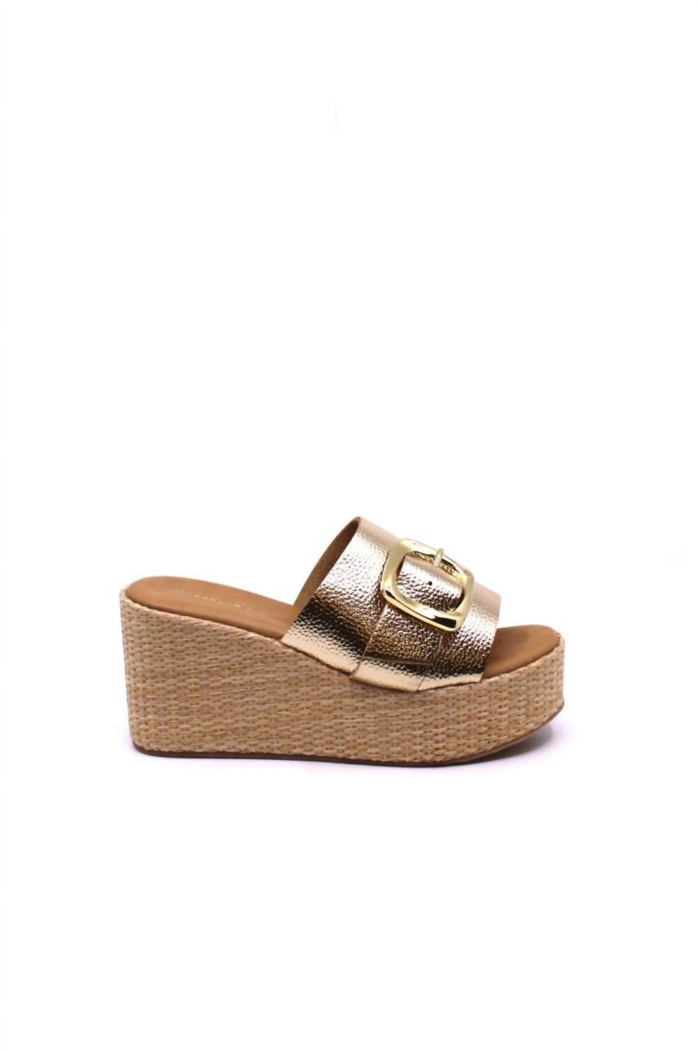 Chocolat Blu - Women's Jana Platform Wedge - gold - leather - shoes