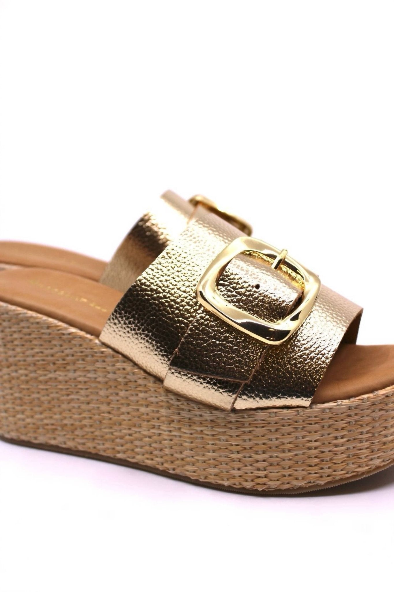 Chocolat Blu - Women's Jana Platform Wedge - gold - leather - shoes