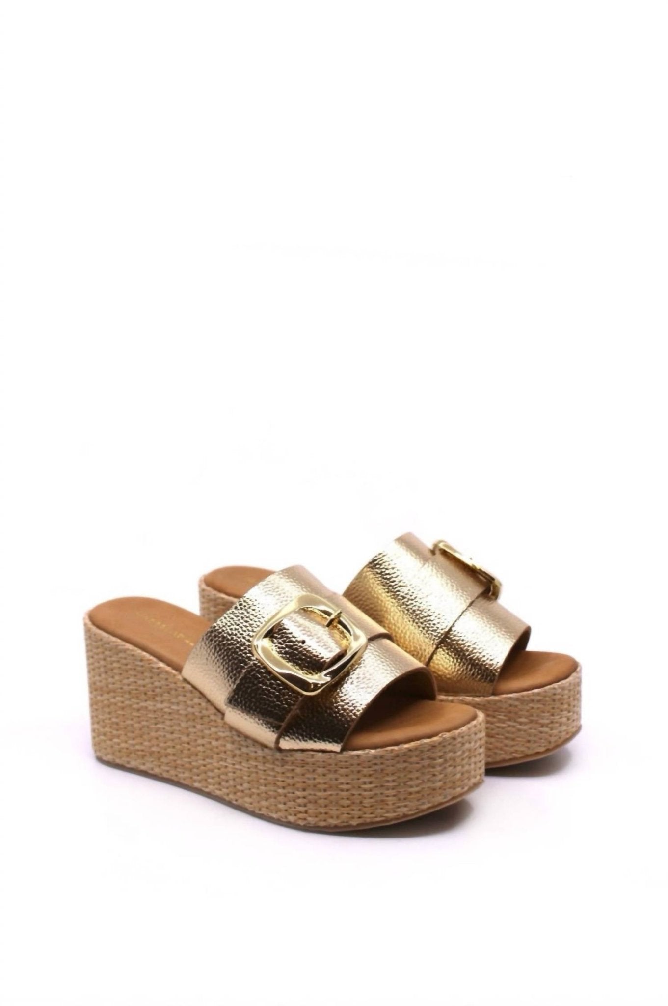 Chocolat Blu - Women's Jana Platform Wedge - gold - leather - shoes