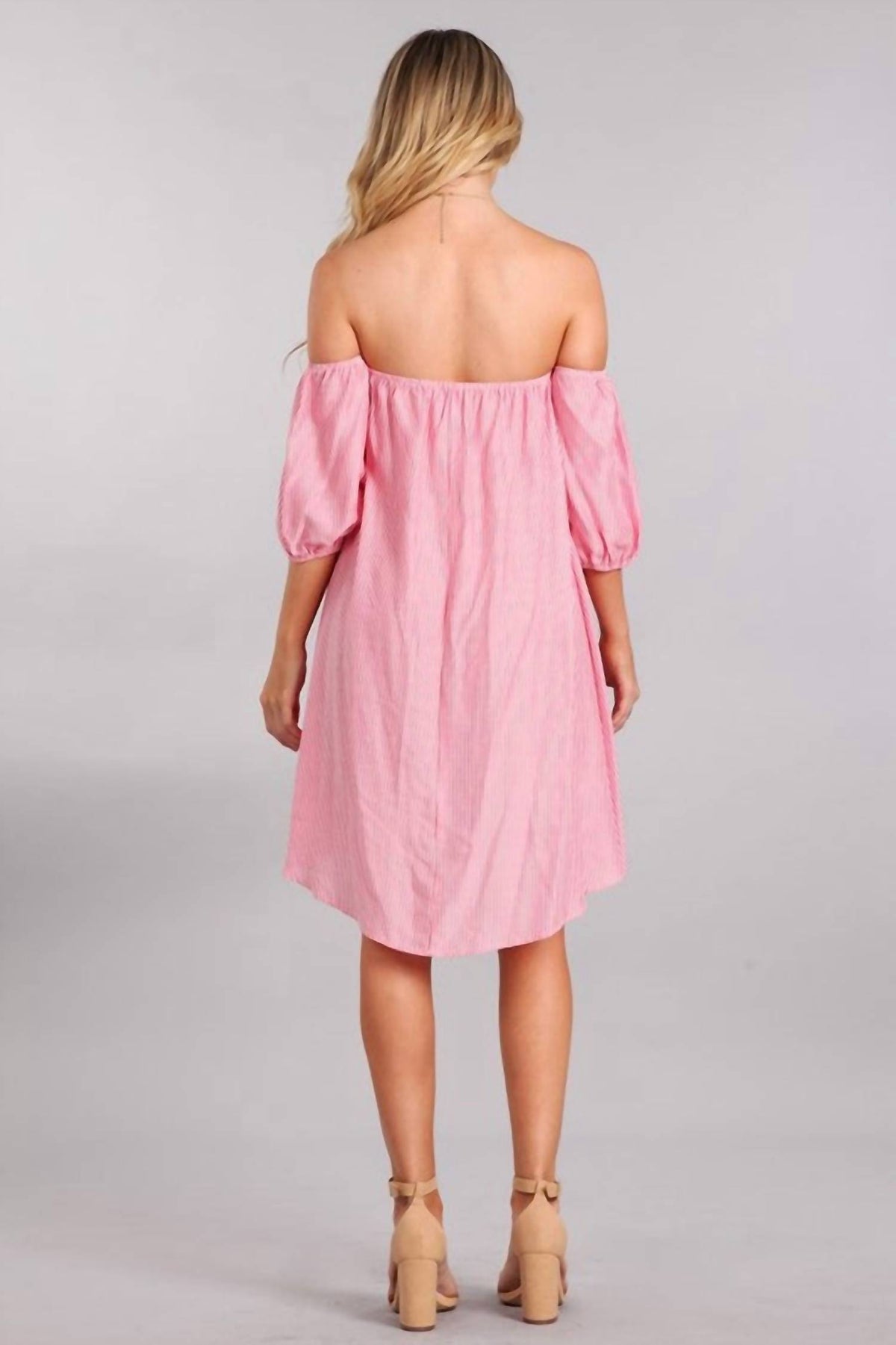 Chris & Carol - Stripe Off The Shoulder Dress