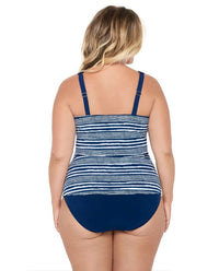 Christina Swimwear - Lace V - neck Tankini Top - Plus Size - bikinis - blue - clothing