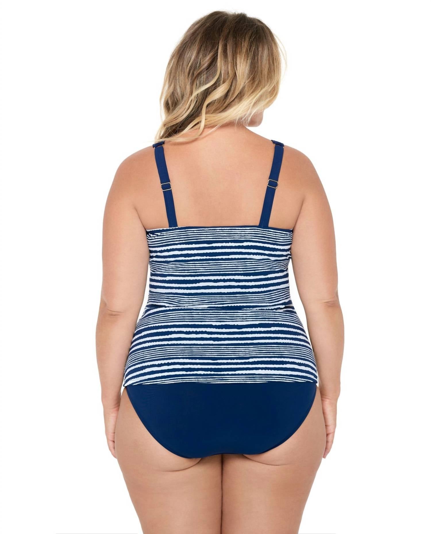 Christina Swimwear - Lace V - neck Tankini Top - Plus Size - bikinis - blue - clothing