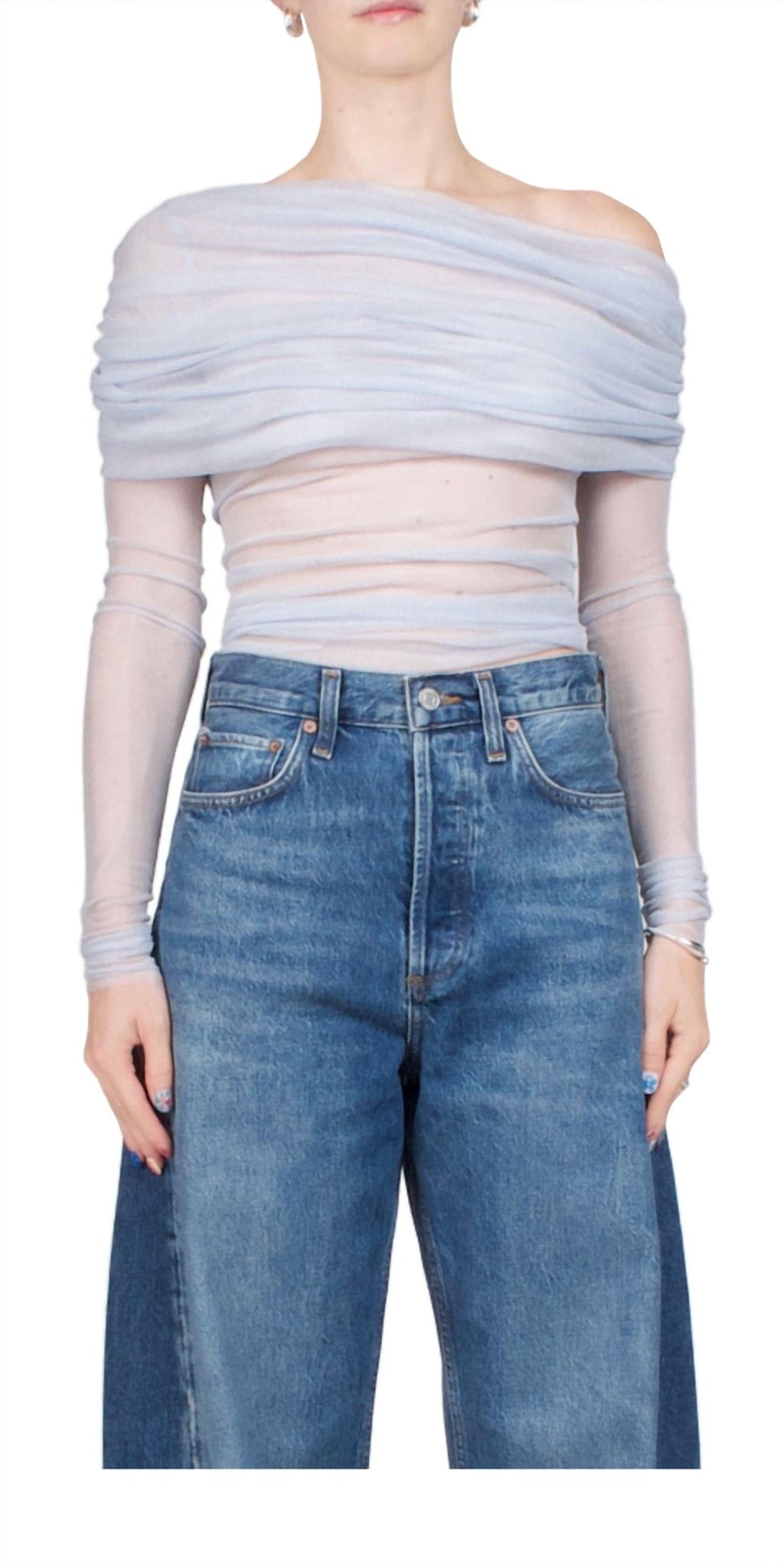 Christopher Esber - Veiled Top - blouses - blue - clothing