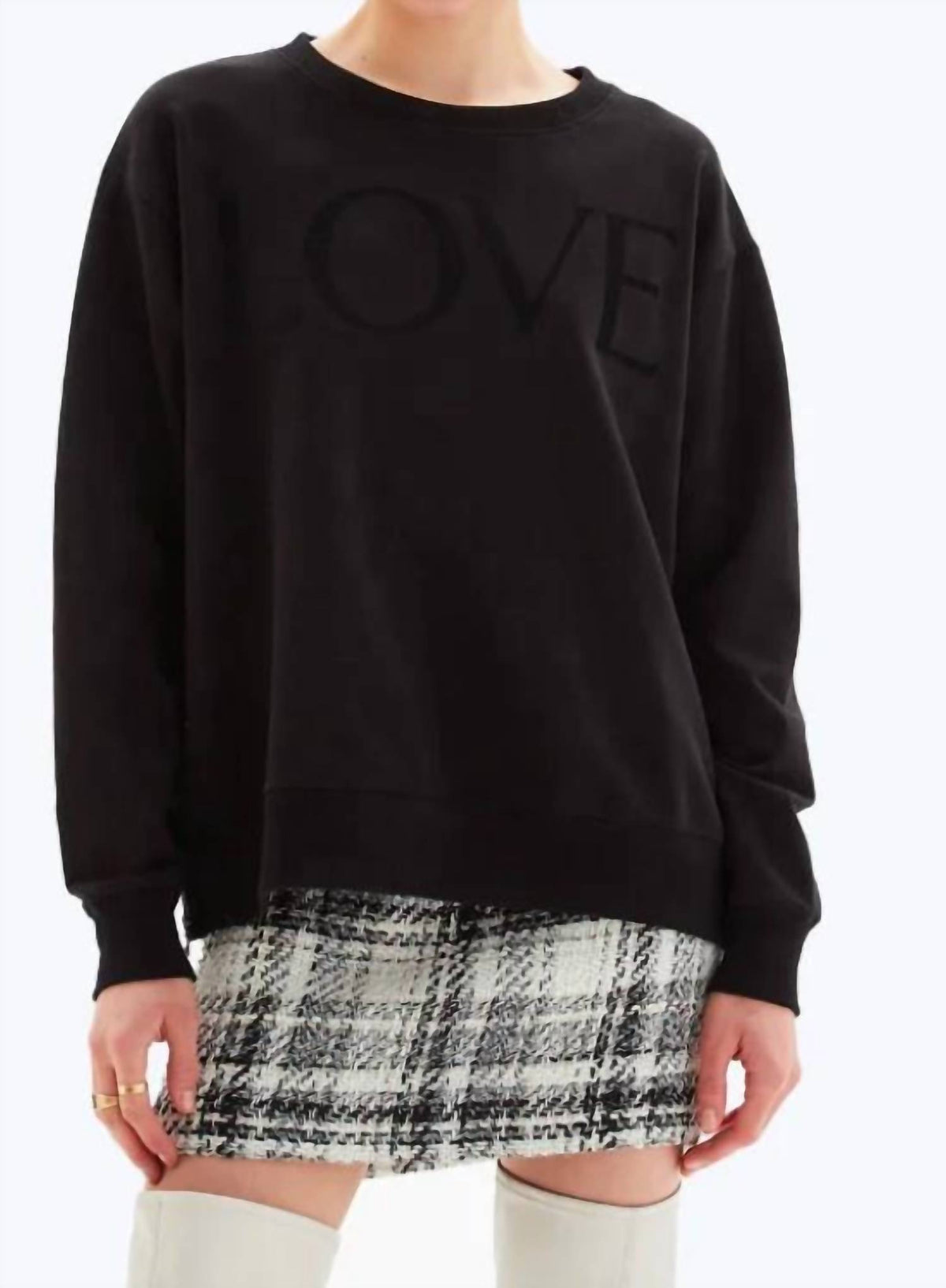 Chrldr - LOVE SIDE ZIP STRAIGHT CREWNECK SWEATSHIRT