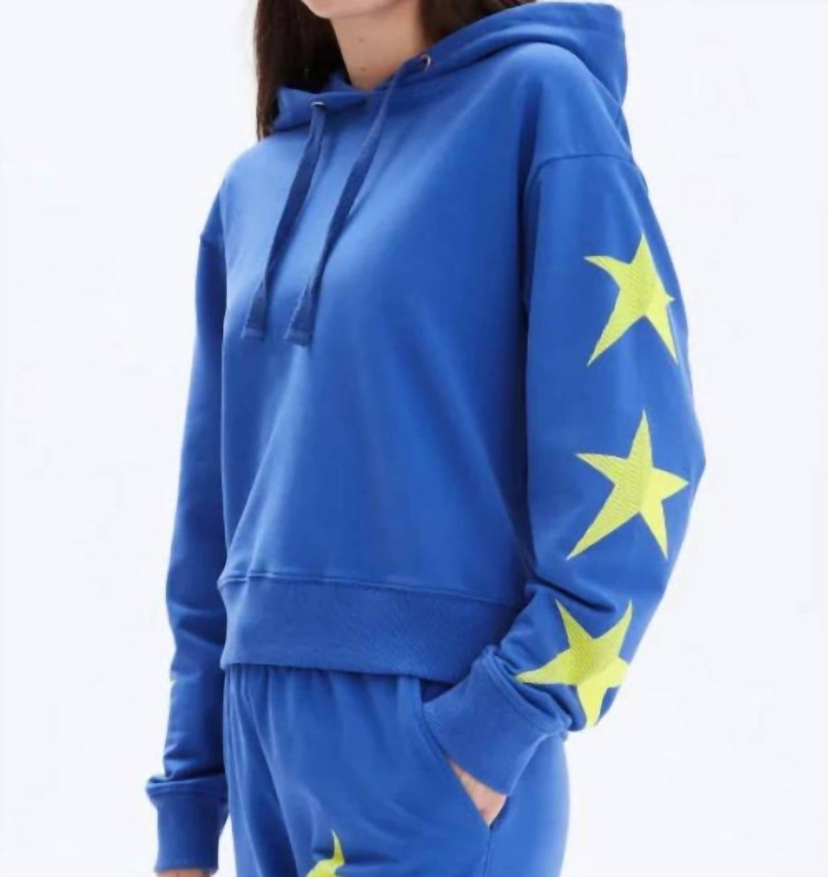 Chrldr - NEON STAR CROP PULLOVER HOODIE