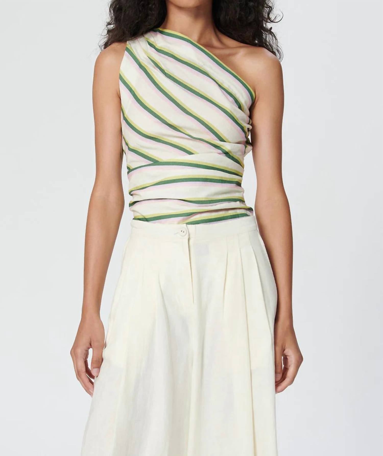 Chufy - Okra One - shoulder Top - blouses - clothing - green