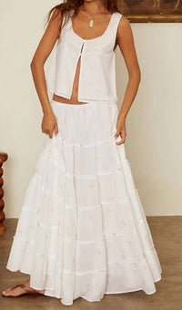 Ciao Lucia - Coralie Embroidered Skirt - clothing - cotton - long - skirts