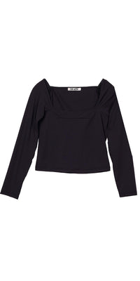 Ciao Lucia - Ines Jersey Top - black - clothing - crop - tops