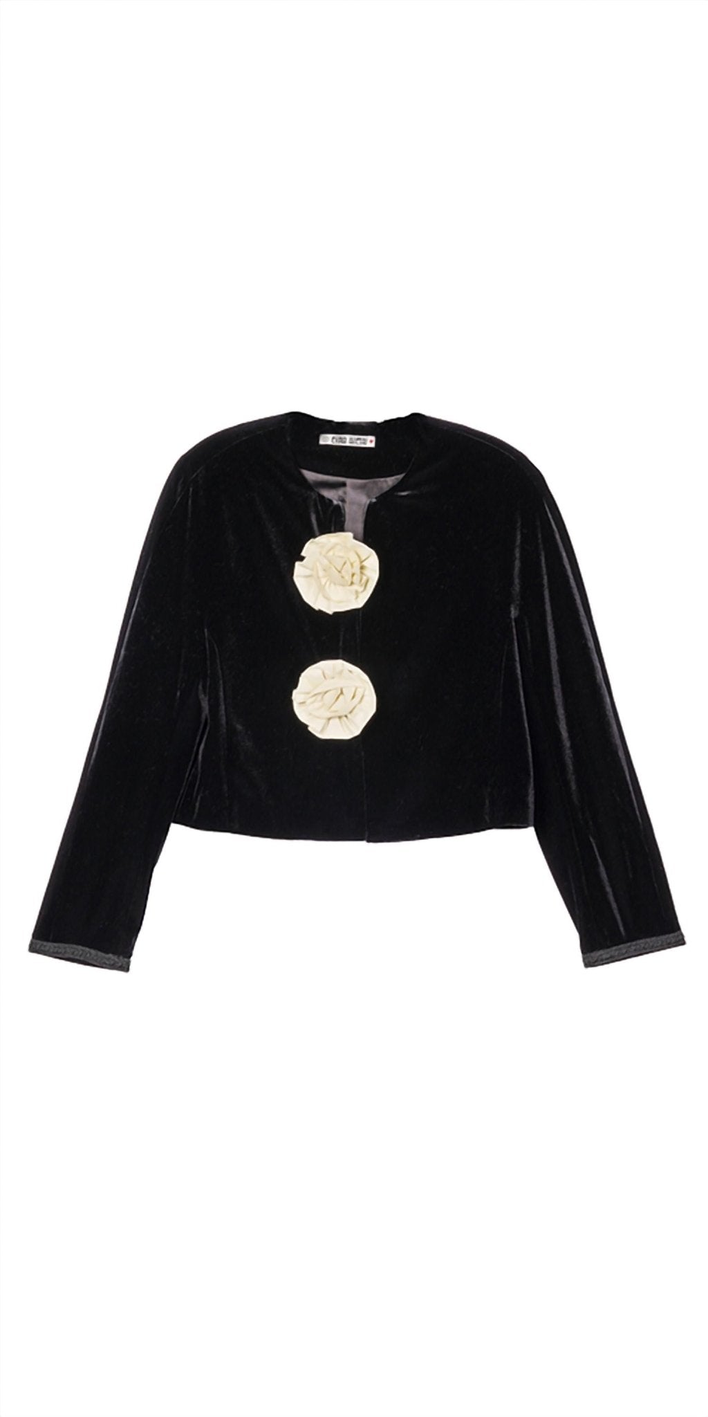 Ciao Lucia - Javiera Velvet Rosette Jacket - black - casual - jacket - clothing