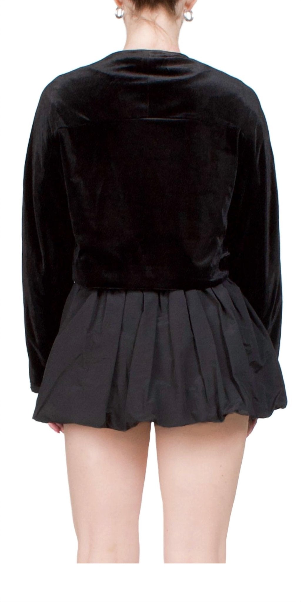 Ciao Lucia - Javiera Velvet Rosette Jacket - black - casual - jacket - clothing