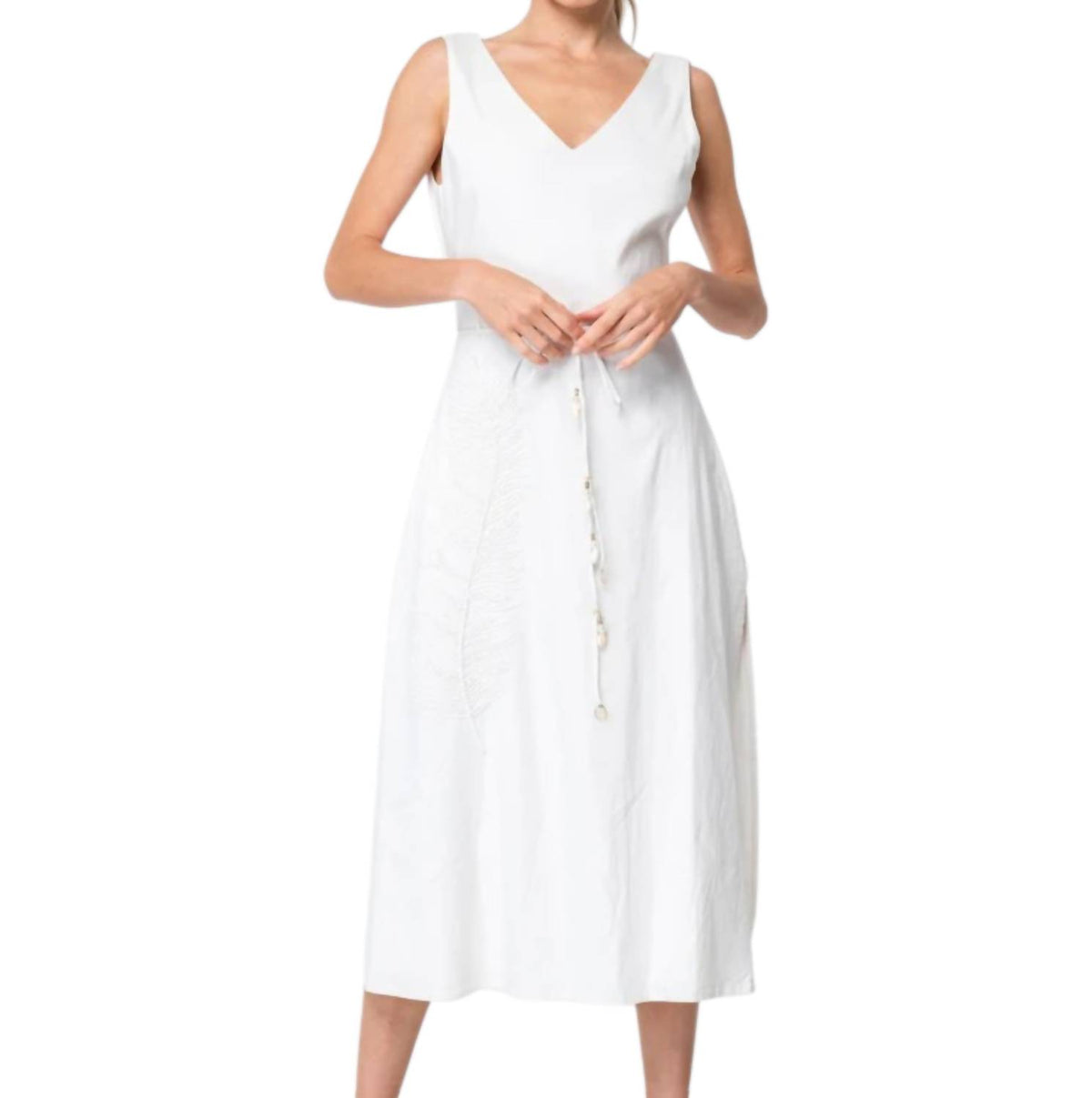 Ciebon - Carrie Embroidered Feather Midi Dress