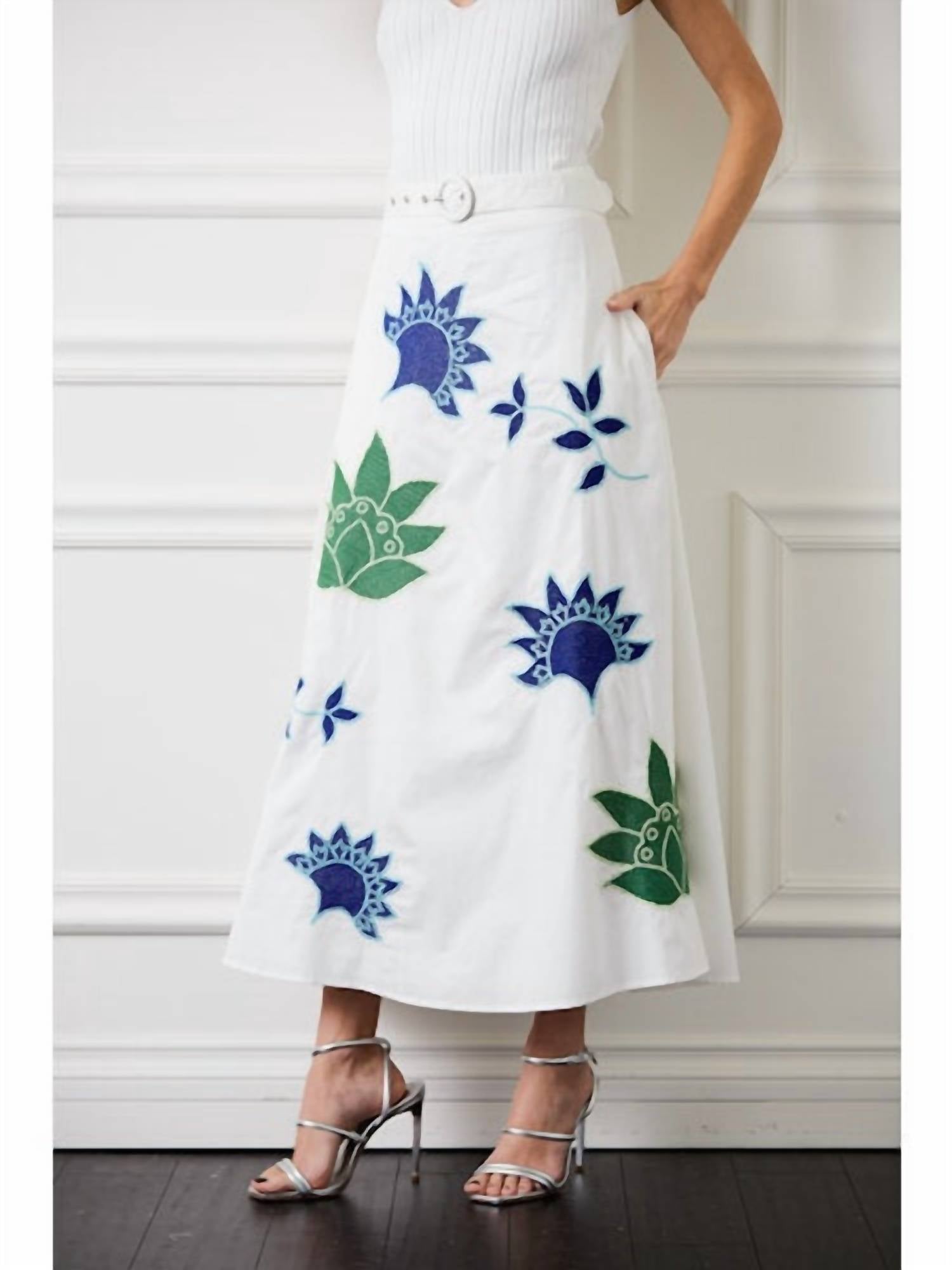 Ciebon - Nia Embroidered Skirt - clothing - floral - knee - length - skirts