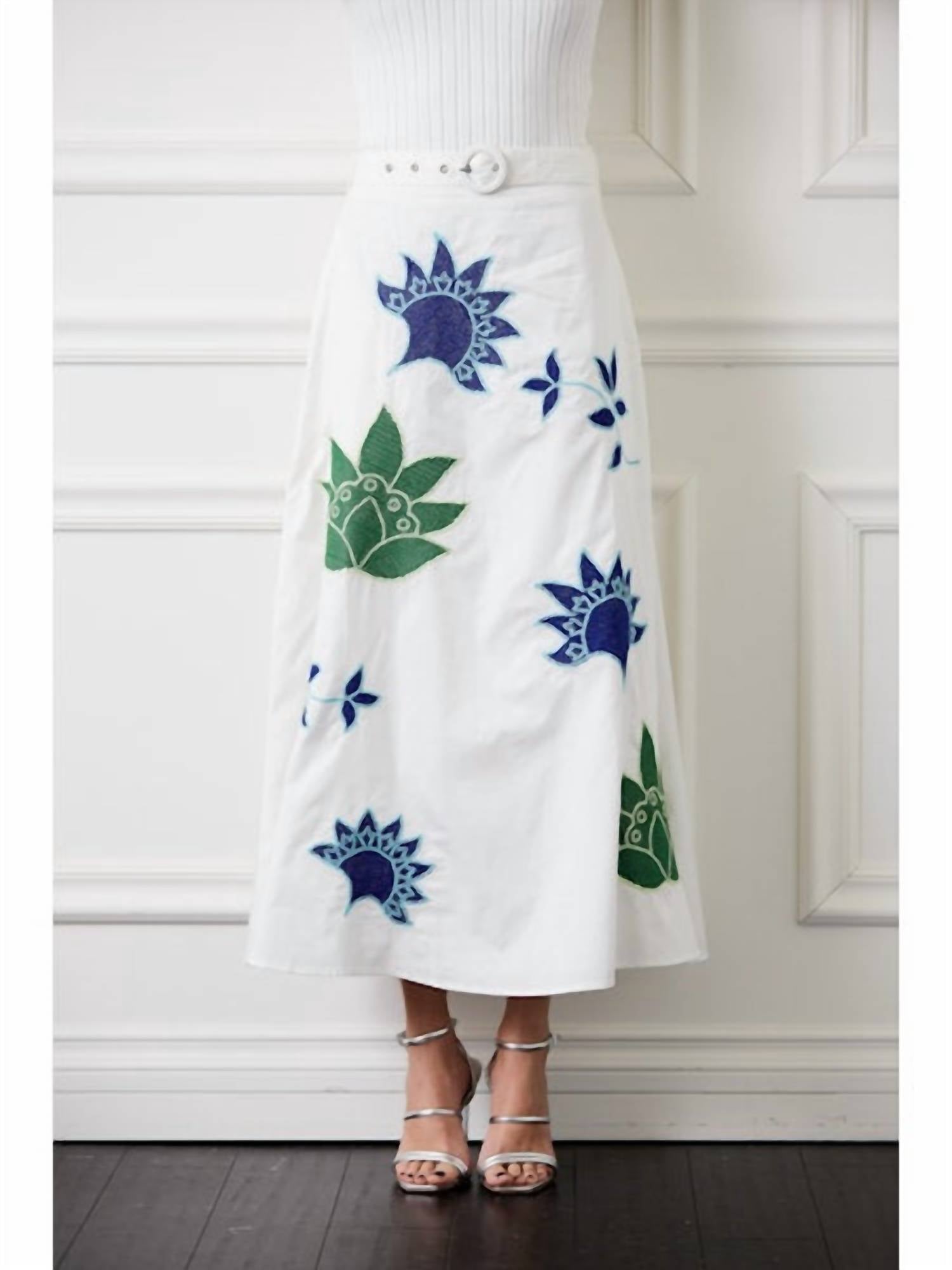 Ciebon - Nia Embroidered Skirt - clothing - floral - knee - length - skirts