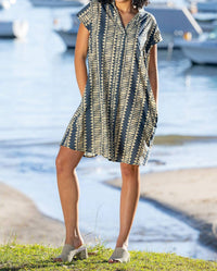 Cienna - Hemi Shirt Dress - blue - clothing - cotton