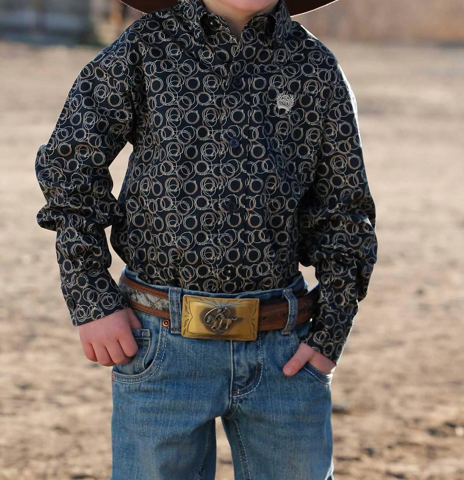 Cinch - Toddler Boys Plain Weave Shirt - black - clothing - kids