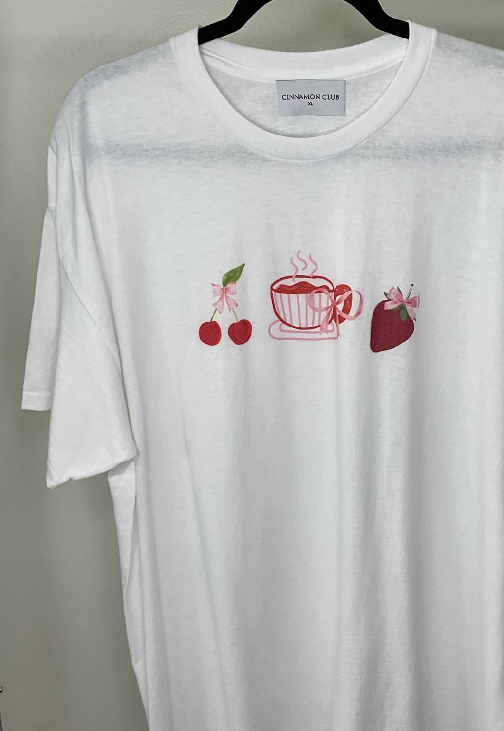Cinnamon Club - Women's Fruit, Tea, And Bows Tee - clothing - graphic - shirts