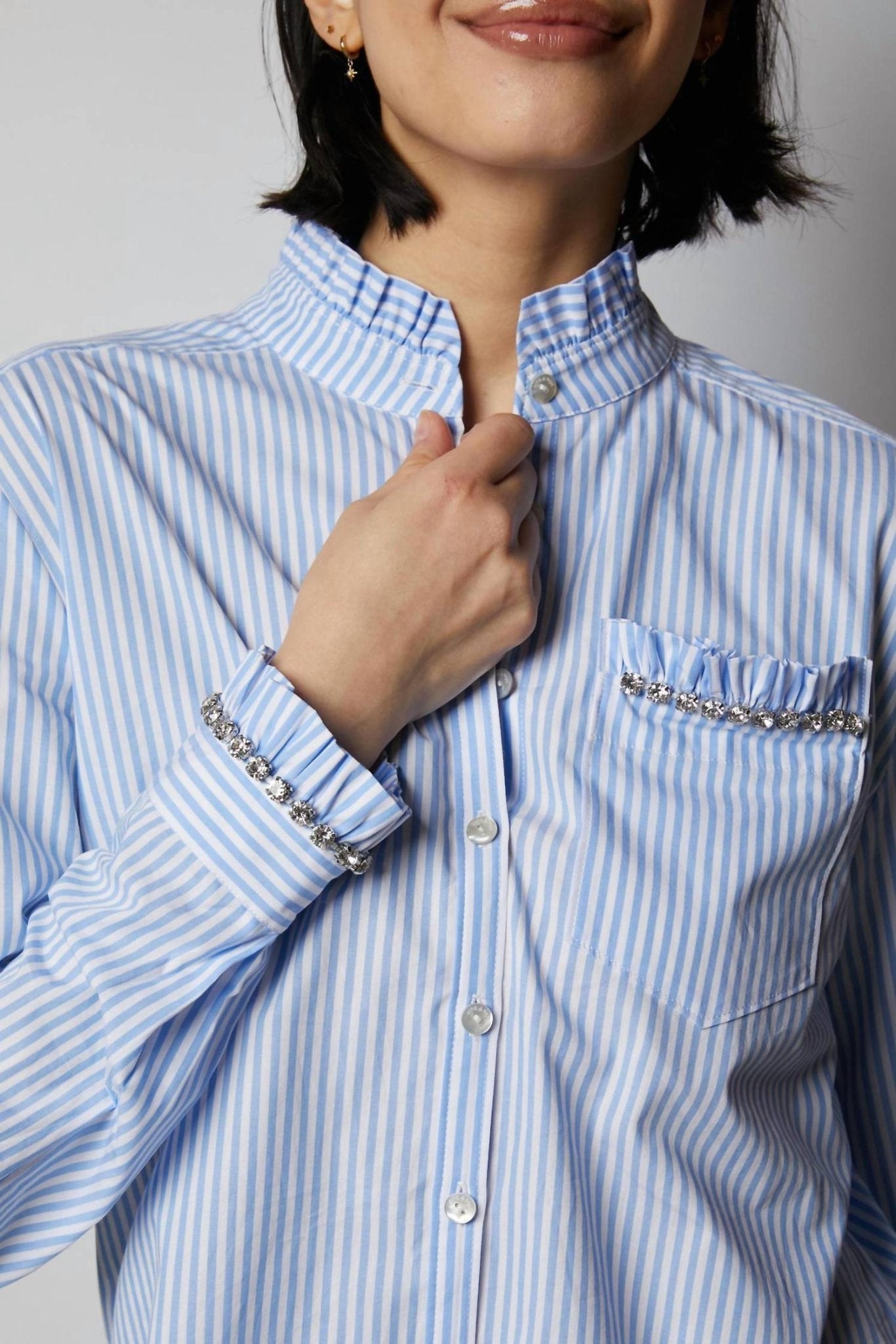 Cinq A Sept - Gerda Stripe Blouse - blouses - blue - clothing