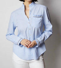Cinq A Sept - Gerda Stripe Blouse - blouses - blue - clothing