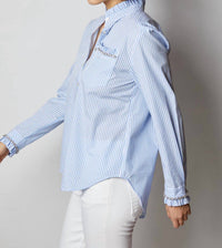 Cinq A Sept - Gerda Stripe Blouse - blouses - blue - clothing