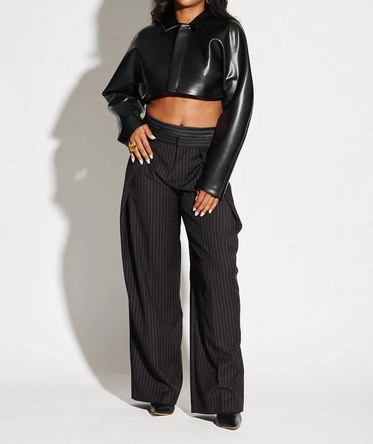Circular Path - Crop Vegan Leather Jacket