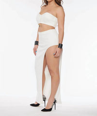 Circular Path - Strapless Denim Crop Top